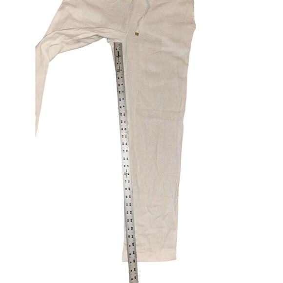 NWT Charlie Paige White Linen Blend Pants - Size S - Cuffed Ankle - Picture 6 of 14